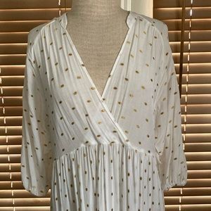 Anthropologie Dress White & Gold